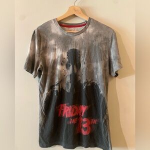 Friday the 13th Black and Gray Graphic Tee with Red Highlights